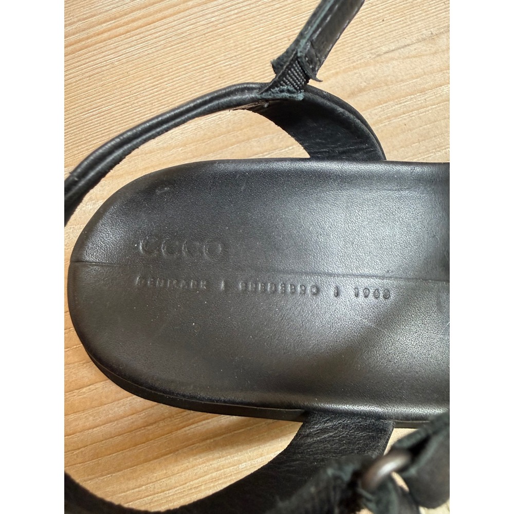 ECCO Simpil Black Leather Strappy Sandals Womens Size 41 US 10 Comfort Shoes - Picture 2 of 6